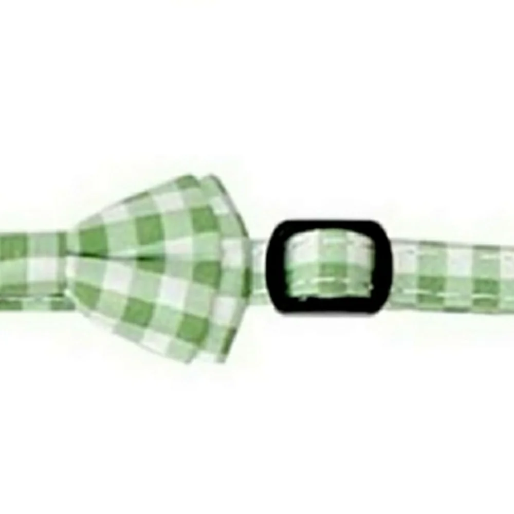 Green Checkered Pet Collar and Bow Tie Set